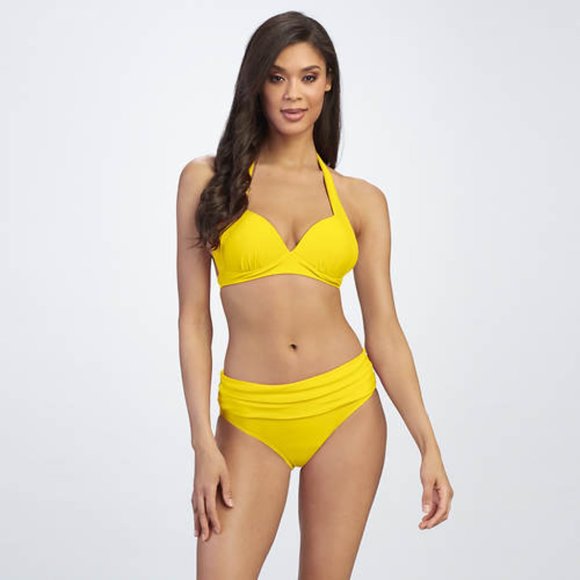 Plus Size Ruched Mid-Rise Bottom - Yellow - Picture 3 of 4
